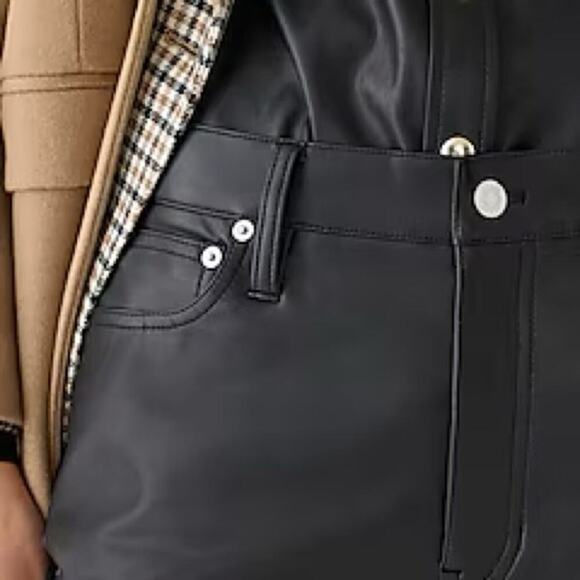 J. Crew black faux leather Slim wide-leg pant - Picture 2 of 13